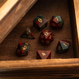 African Bloodstone Hand Carved Gemstone DND Dice Set