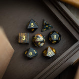 Black Gemstone Eagle Eye Hand Carved DND Dice Set