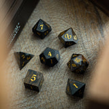 Black Gemstone Eagle Eye Hand Carved DND Dice Set