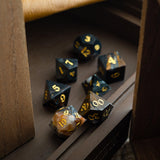 Black Gemstone Eagle Eye Hand Carved DND Dice Set