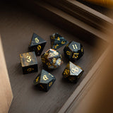 Black Gemstone Eagle Eye Hand Carved DND Dice Set