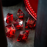 Blood Red Glitter Liquid Core Handmade Resin DND Dice Set