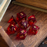 Blood Red Hand Carved Zircon Glass DND Dice Set