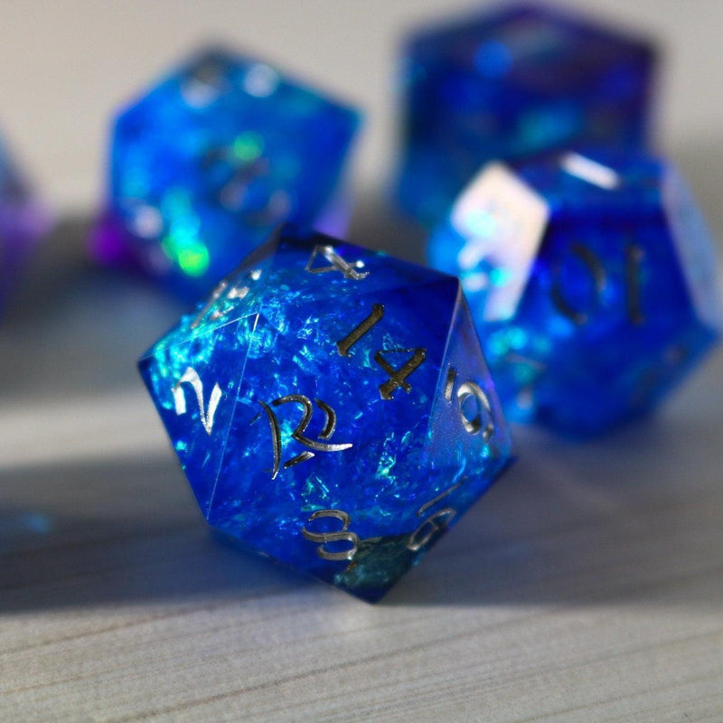 Blue Handmade Sharp Edge Resin DND Dice Set