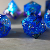 Blue Handmade Sharp Edge Resin DND Dice Set