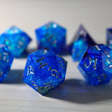 Blue Handmade Sharp Edge Resin DND Dice Set