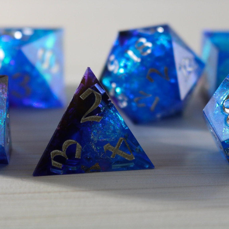 Blue Handmade Sharp Edge Resin DND Dice Set