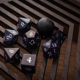 Blue Sandstone Silver Font Gemstone DND Dice Set