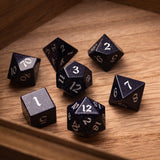 Blue Sandstone Silver Font Gemstone DND Dice Set