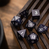 Blue Sandstone Silver Font Gemstone DND Dice Set