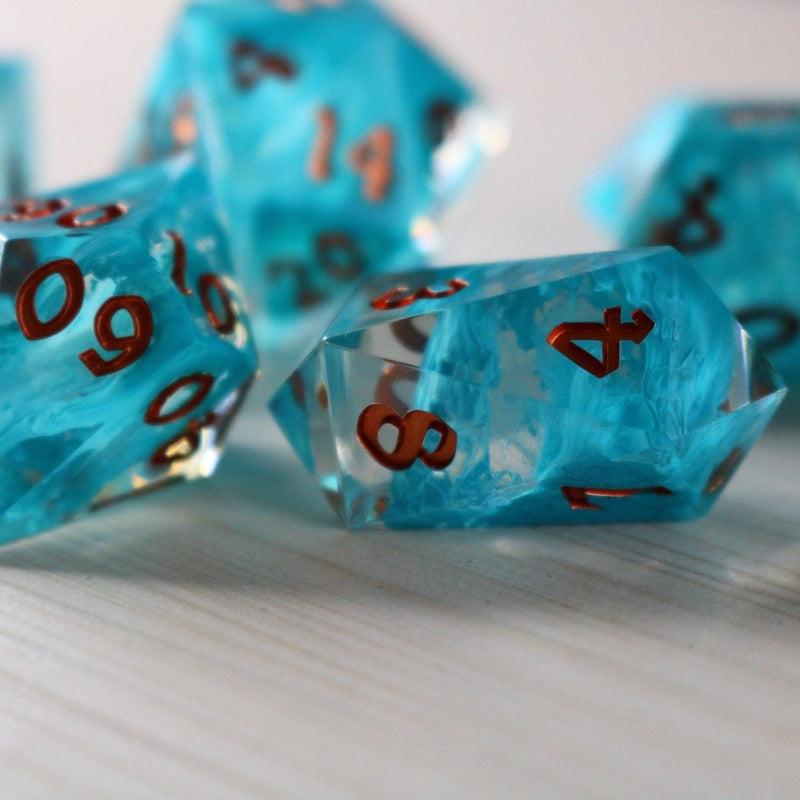 Blue Smoke Handmade Resin DND Dice Set