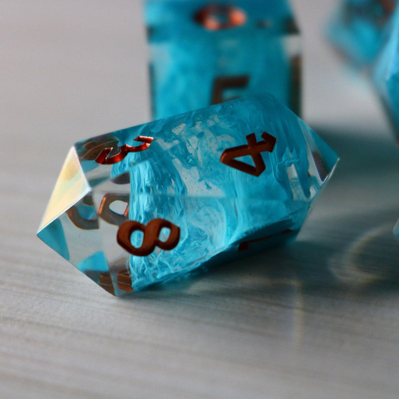 Blue Smoke Handmade Resin DND Dice Set