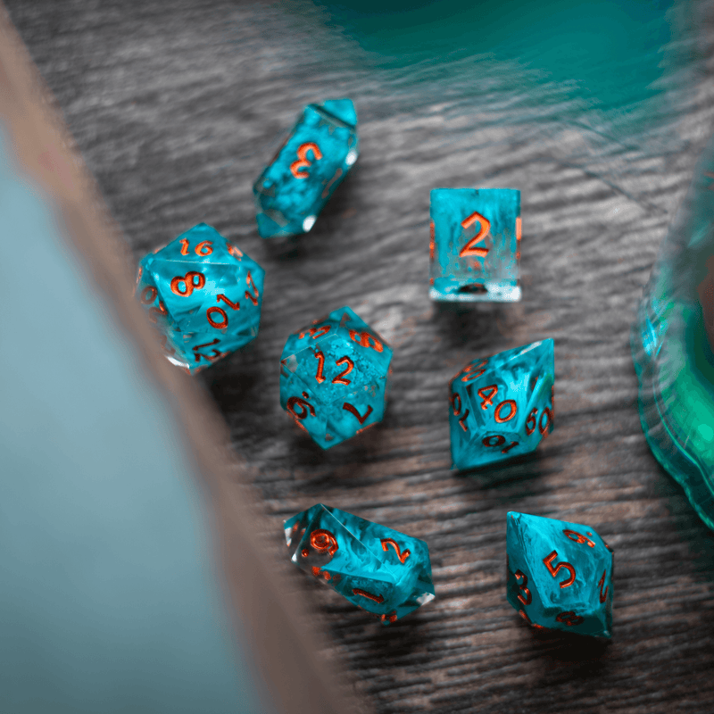 Blue Smoke Handmade Resin DND Dice Set