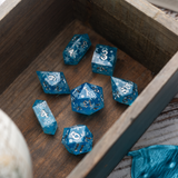 Christmas Blue Snowflake Handmade Resin DND Dice Set