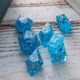 Christmas Blue Snowflake Handmade Resin DND Dice Set