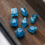 Christmas Blue Snowflake Handmade Resin DND Dice Set