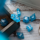 Christmas Blue Snowflake Handmade Resin DND Dice Set