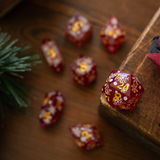 Christmas Red Snowflake Handmade Resin DND Dice Set