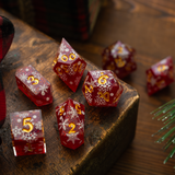 Christmas Red Snowflake Handmade Resin DND Dice Set