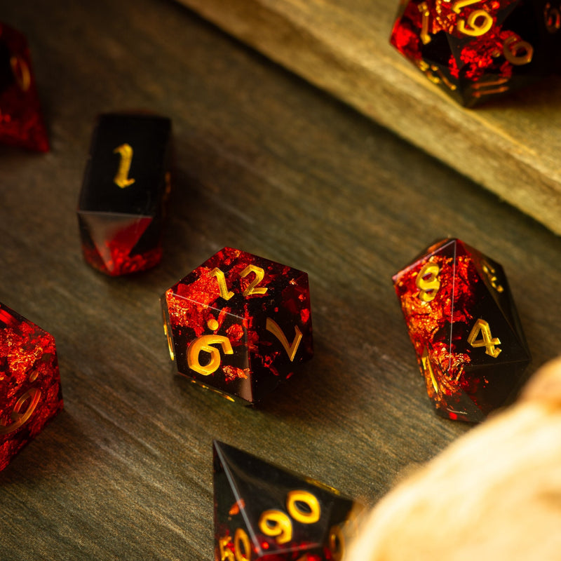 Dark Blood Handmade Resin DND Dice Set