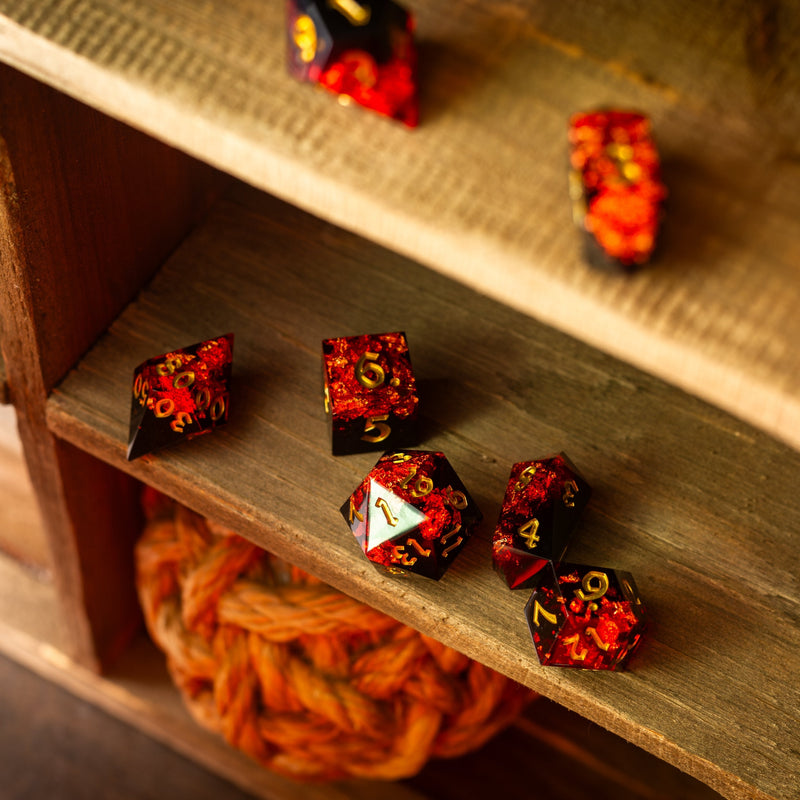 Dark Blood Handmade Resin DND Dice Set