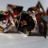 Dark Flower Handmade Sharp Edge Resin DND Dice Set