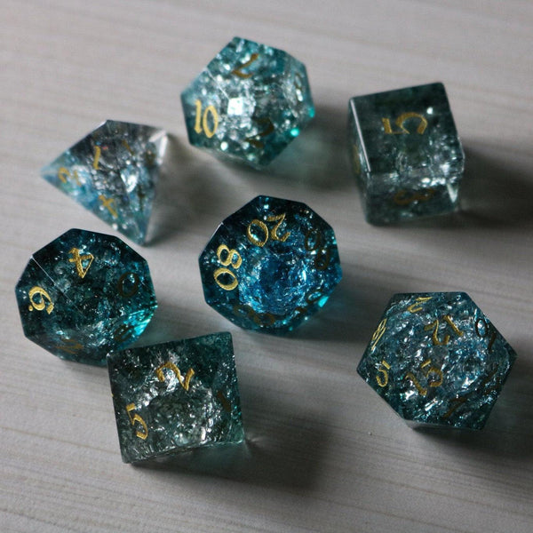 Dark Waters Forge Fire Glass Blue DND Dice Set