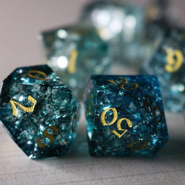 Dark Waters Forge Fire Glass Blue DND Dice Set