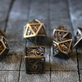 Dragon Flight Hollow Silver Metal DND Dice Set