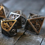 Dragon Flight Hollow Silver Metal DND Dice Set