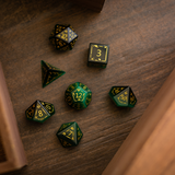 Dragon Shield Green Cats Eye Stone Gemstone DND Dice Set