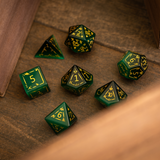 Dragon Shield Green Cats Eye Stone Gemstone DND Dice Set