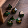 Dragon Shield Green Cats Eye Stone Gemstone DND Dice Set