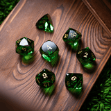 Dwarf Cut Green Gemstone Glass Premium DND Dice Set