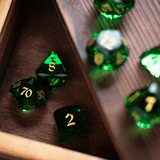 Dwarf Cut Green Gemstone Glass Premium DND Dice Set