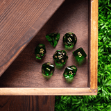 Dwarf Cut Green Gemstone Glass Premium DND Dice Set