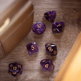 Dwarf Cut Purple Amethyst Gemstone Premium DND Dice Set