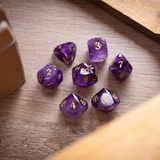 Dwarf Cut Purple Amethyst Gemstone Premium DND Dice Set