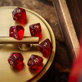 Dwarf Cut Red Gemstone Glass Premium DND Dice Set