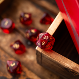 Dwarf Cut Red Gemstone Glass Premium DND Dice Set