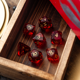 Dwarf Cut Red Gemstone Glass Premium DND Dice Set