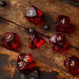 Dwarf Cut Red Gemstone Glass Premium DND Dice Set