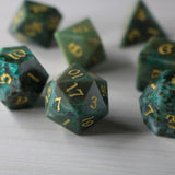 Gemstone Azurite Hand Carved DND Dice Set