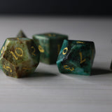 Gemstone Azurite Hand Carved DND Dice Set