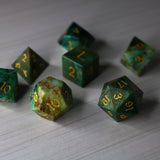 Gemstone Azurite Hand Carved DND Dice Set