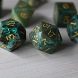 Gemstone Azurite Hand Carved DND Dice Set