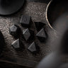 Gemstone Black Night Raised Obsidian Hand Carved DND Dice Set