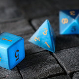 Gemstone Dark Blue Cats Eye Stone Hand Carved DND Dice Set