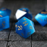 Gemstone Dark Blue Cats Eye Stone Hand Carved DND Dice Set