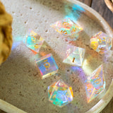 Gemstone Dichroic Glass Elven Cut DND Dice Set